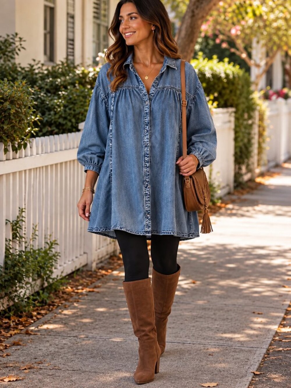 Easel 100% Tencel Oversized Chambray Shirt Dress Tunic S Boho Western